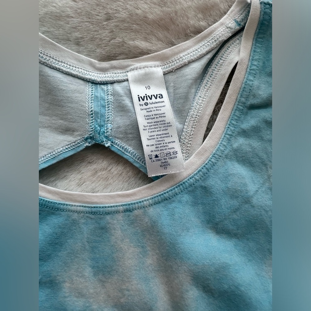 Ivivva by Lululemon Girl's Happy Livin' Tank Top in Sky Blue Size 10 - Picture 7 of 8
